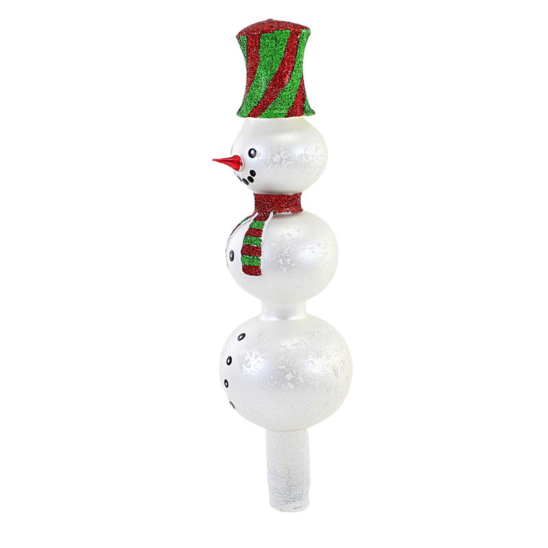 Santa Land Mr. Mc Chilly Tree Topper - 1 Glass Tree Topper 9.5 Inch, Glass - Christmas Festive Snowman 23O2060