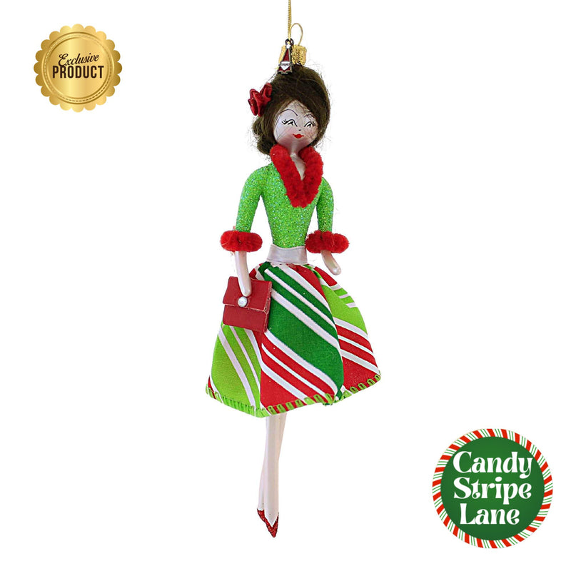 Santa Land Bree In Green & Red Candy Striped Short Skirt