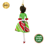 Santa Land Bree In Green & Red Candy Striped Short Skirt - santalandworkshop.com