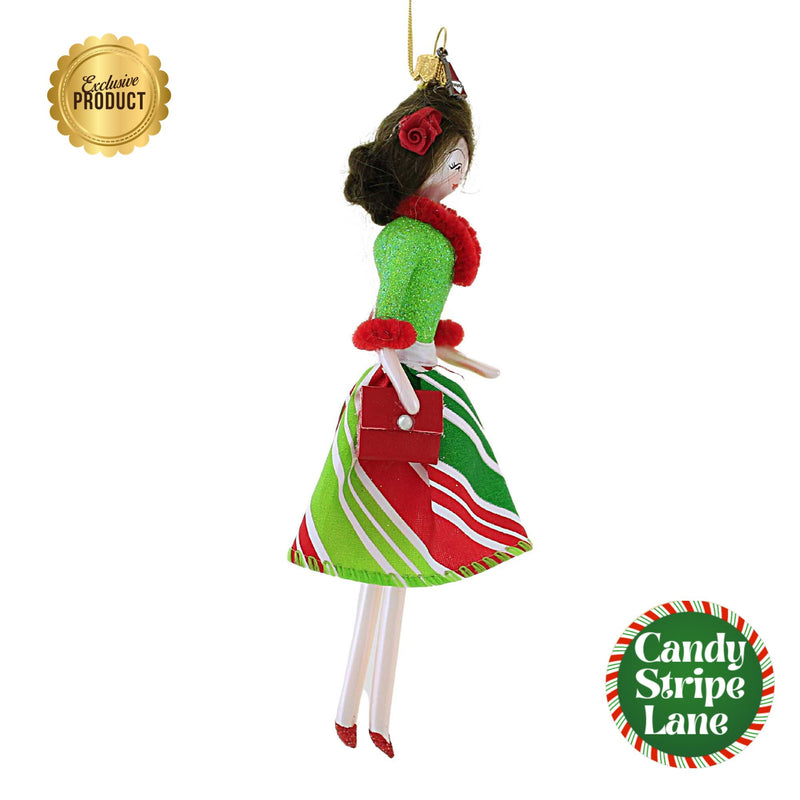 Santa Land Bree In Green & Red Candy Striped Short Skirt - santalandworkshop.com